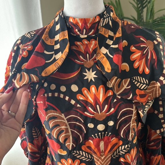 FARM RIO Red Nature Beauty Scarf Backless Midi Dress, Size Small, $270 - Picture 11 of 14